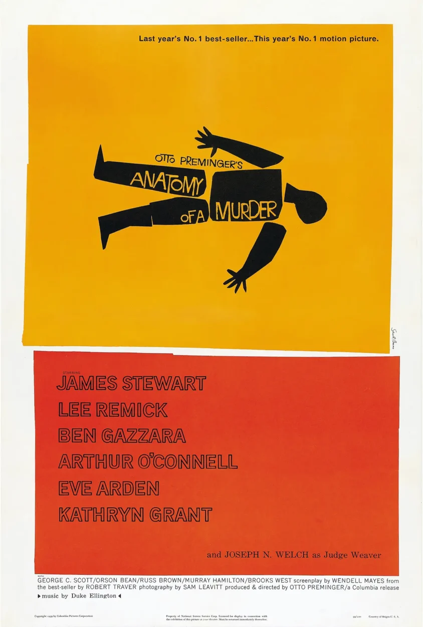 Famous Graphic Designers: Theatrical poster for the film Anatomy of a Murder.