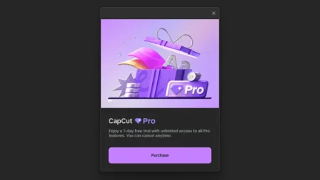 CapCut Pro subscription popup free trial video editing app